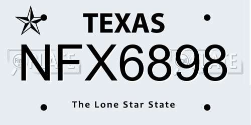 NFX6898 Texas License Plate