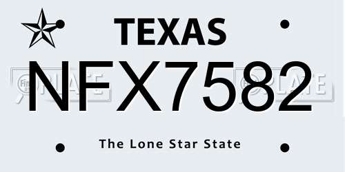 NFX7582 Texas License Plate