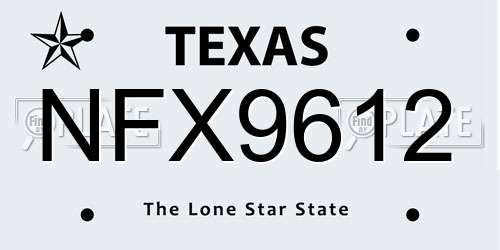 NFX9612 Texas License Plate