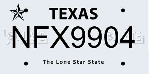 NFX9904 Texas License Plate