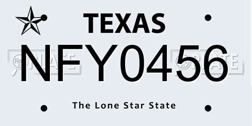 NFY0456 Texas License Plate