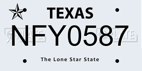 NFY0587 Texas License Plate