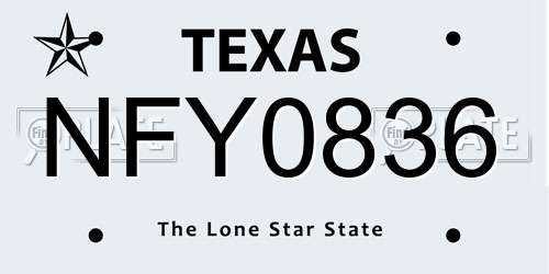 NFY0836 Texas License Plate
