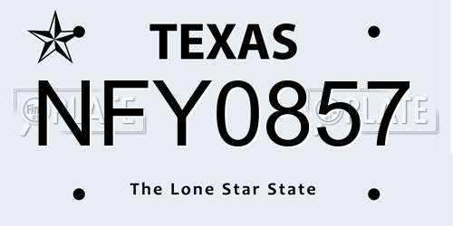 NFY0857 Texas License Plate