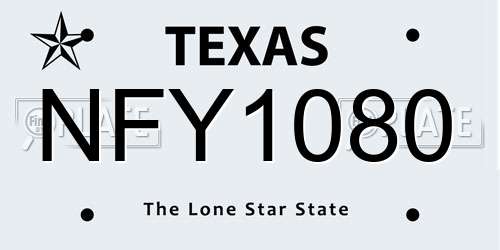 NFY1080 Texas License Plate