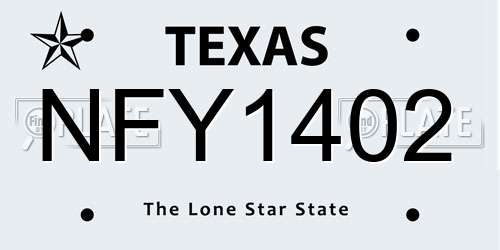 NFY1402 Texas License Plate