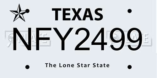NFY2499 Texas License Plate