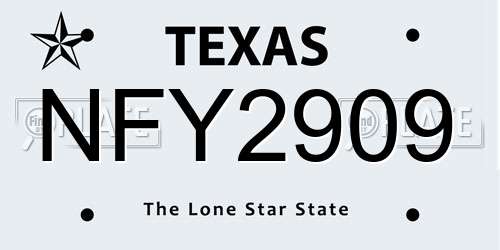 NFY2909 Texas License Plate