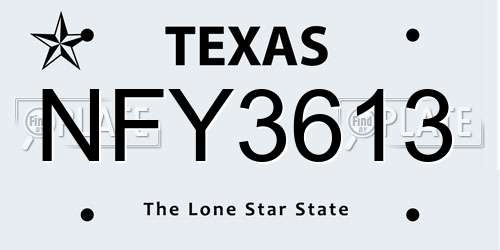 NFY3613 Texas License Plate