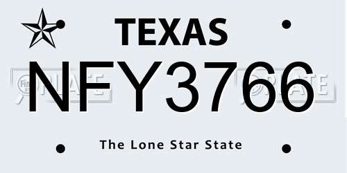 NFY3766 Texas License Plate