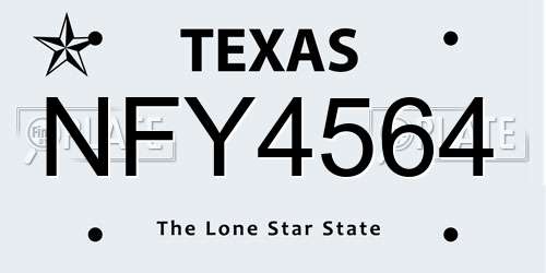 NFY4564 Texas License Plate