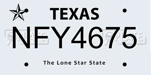 NFY4675 Texas License Plate