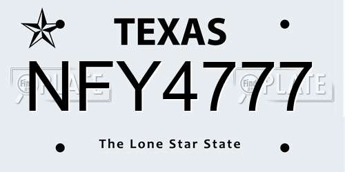 NFY4777 Texas License Plate