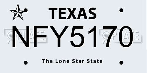 NFY5170 Texas License Plate
