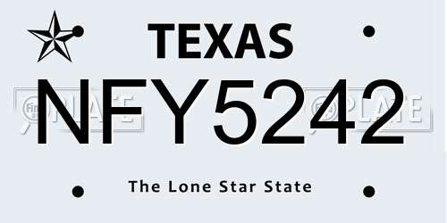 NFY5242 Texas License Plate