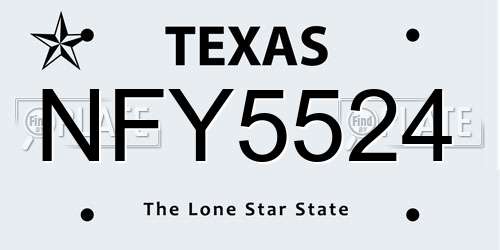 NFY5524 Texas License Plate