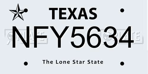 NFY5634 Texas License Plate