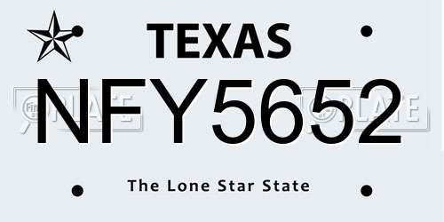 NFY5652 Texas License Plate