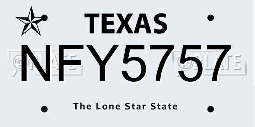 NFY5757 Texas License Plate