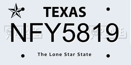 NFY5819 Texas License Plate