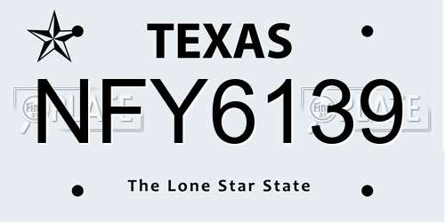NFY6139 Texas License Plate