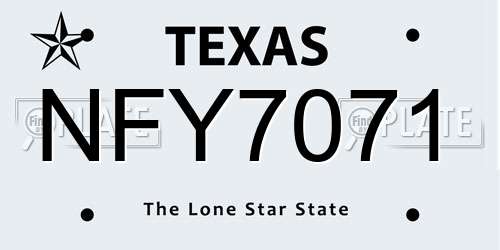 NFY7071 Texas License Plate