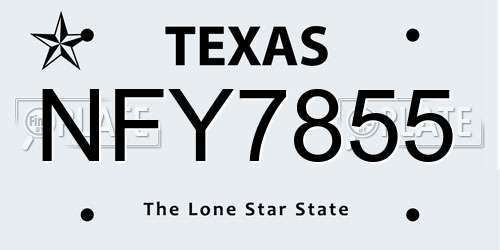 NFY7855 Texas License Plate