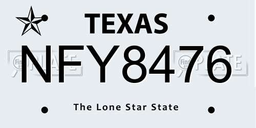 NFY8476 Texas License Plate