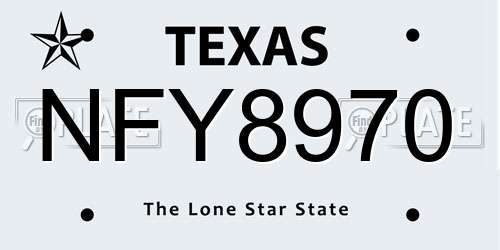 NFY8970 Texas License Plate