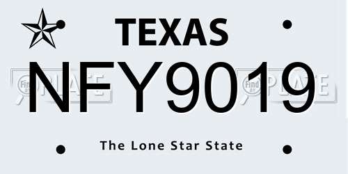 NFY9019 Texas License Plate