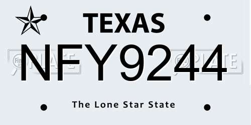 NFY9244 Texas License Plate