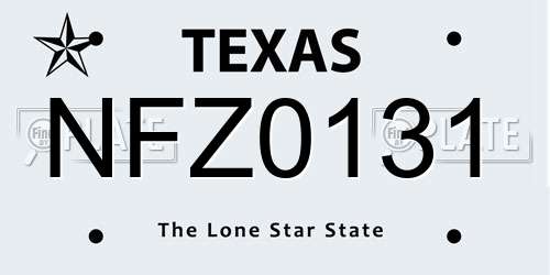 NFZ0131 Texas License Plate