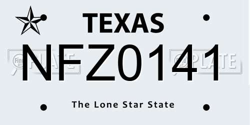 NFZ0141 Texas License Plate