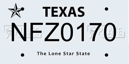 NFZ0170 Texas License Plate