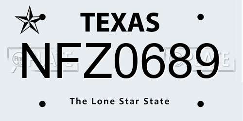 NFZ0689 Texas License Plate