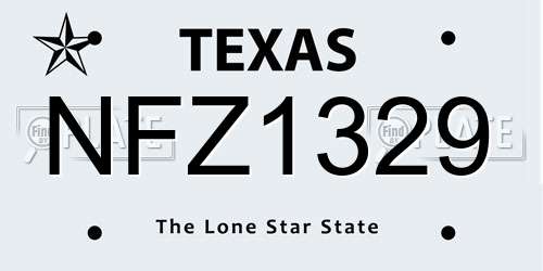 NFZ1329 Texas License Plate