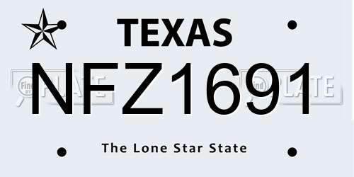 NFZ1691 Texas License Plate