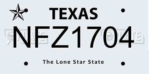 NFZ1704 Texas License Plate