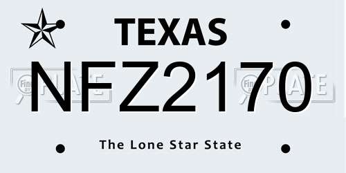 NFZ2170 Texas License Plate
