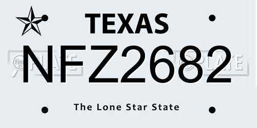 NFZ2682 Texas License Plate