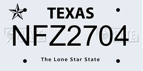 NFZ2704 Texas License Plate