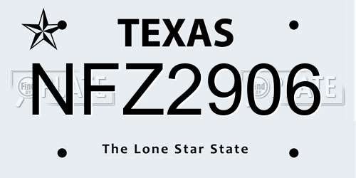 NFZ2906 Texas License Plate