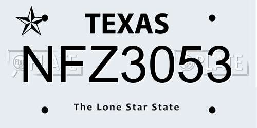NFZ3053 Texas License Plate