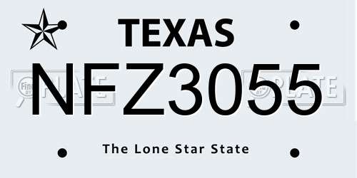 NFZ3055 Texas License Plate