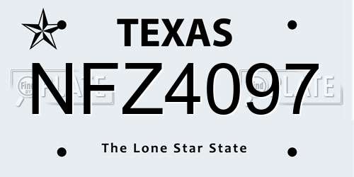 NFZ4097 Texas License Plate