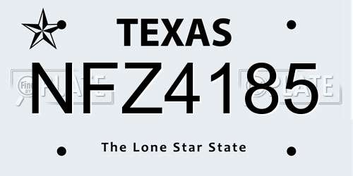 NFZ4185 Texas License Plate