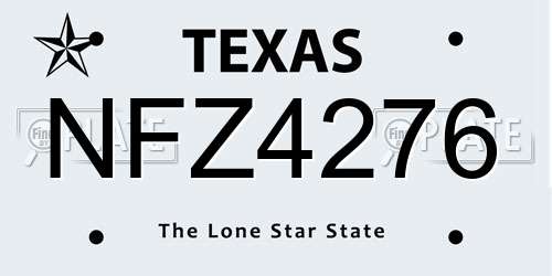 NFZ4276 Texas License Plate
