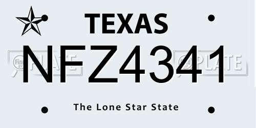 NFZ4341 Texas License Plate