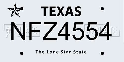 NFZ4554 Texas License Plate