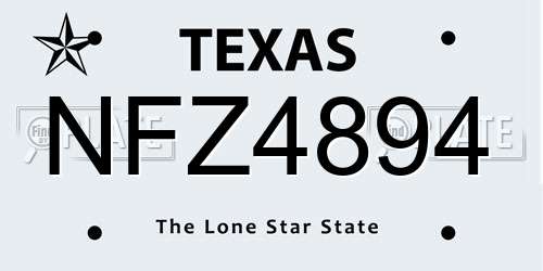 NFZ4894 Texas License Plate